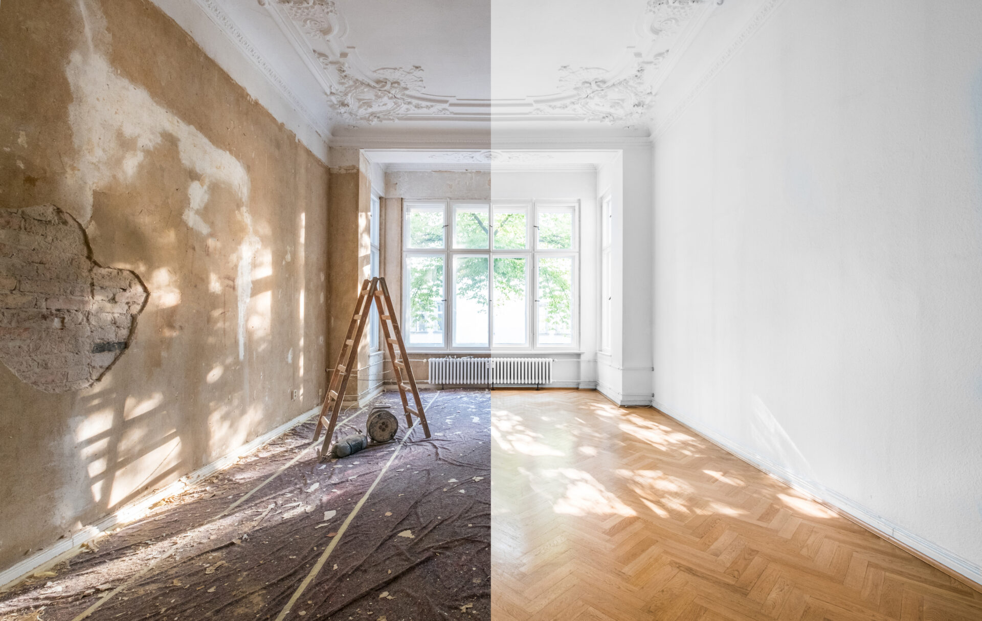 Before and after custom home renovations for empty apartment. MidCity Plumbers
